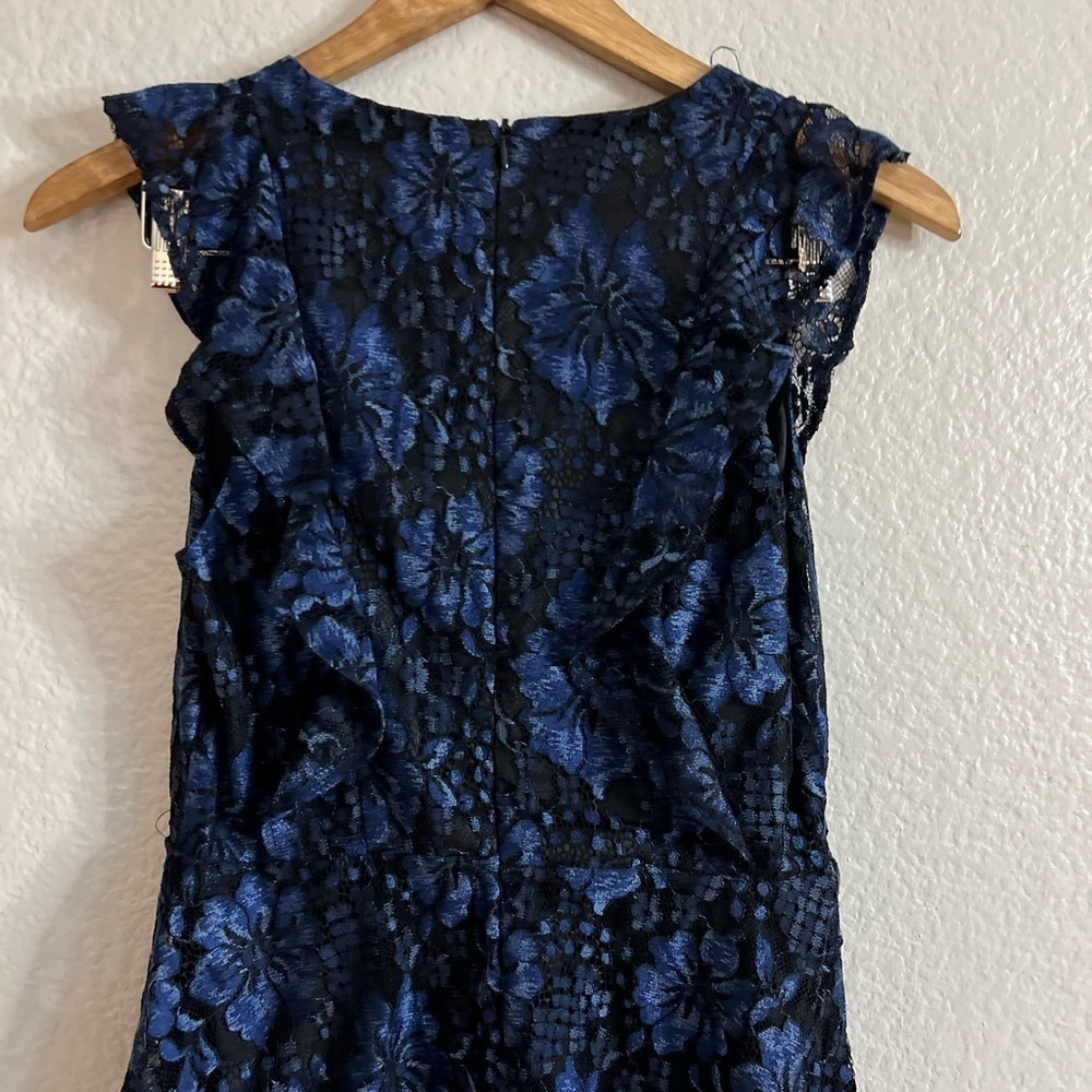 Molinetto Navy Blue Lace Ruffled Tiered Sleeveless Maxi Dress - Picture 6 of 9